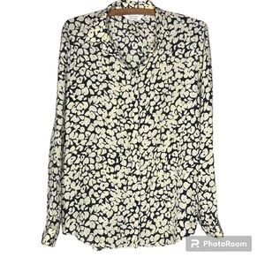 & OTHER STORIES Stockholm Atelier Silk Button-Down Abstract Floral Top Size 2